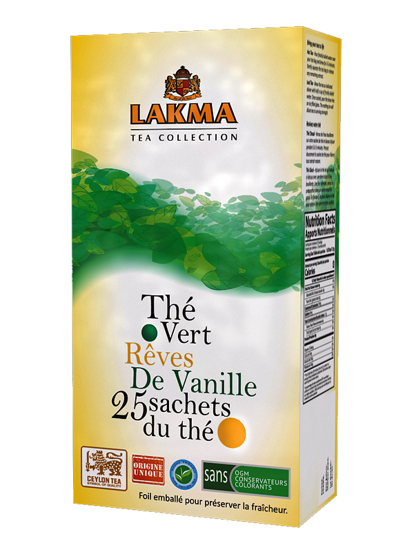 GREEN TEA VANILLA DREAMS 25 TEA BAGS WRAPPED IN FOIL POUCH Regency