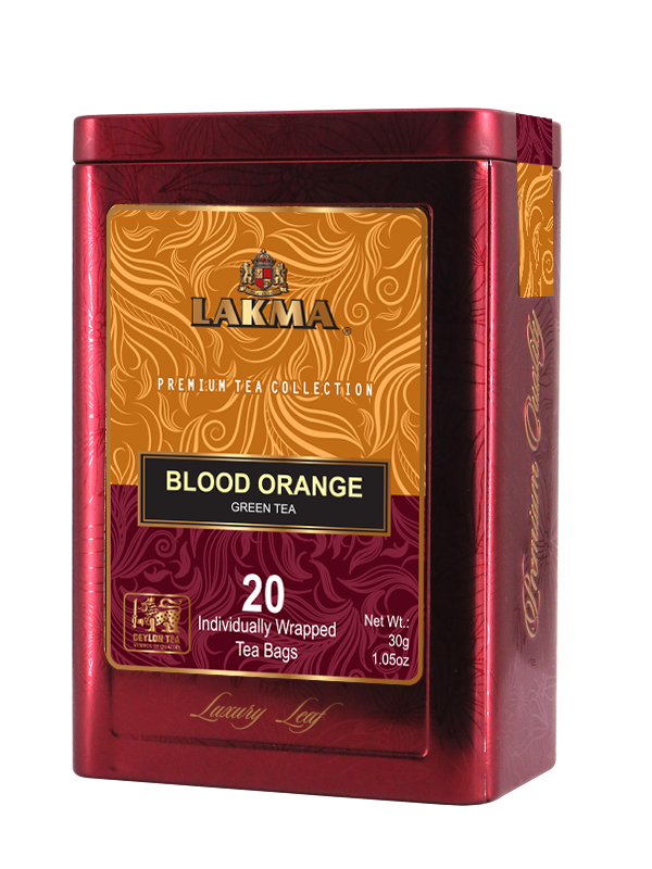 BLOOD ORANGE GREEN TEA 20 INDIVIDUALLY WRAPPED TEA BAGS Regency Teas (PVT) LTD